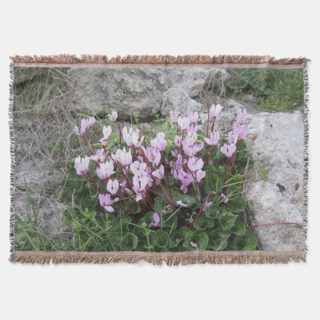 Wild Cyclamen Throw Blanket (Front)