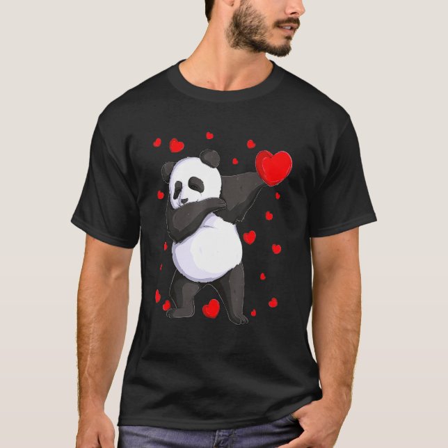 Wild Dab Animals Dabbing Panda Bear St Valentine's T-Shirt (Front)