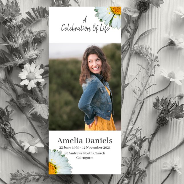 Wild Daisy Celebration Of Life Photo Card (Creator Uploaded)