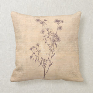 Wild Daisy Flower Wildflower Antique Script Paper Cushion