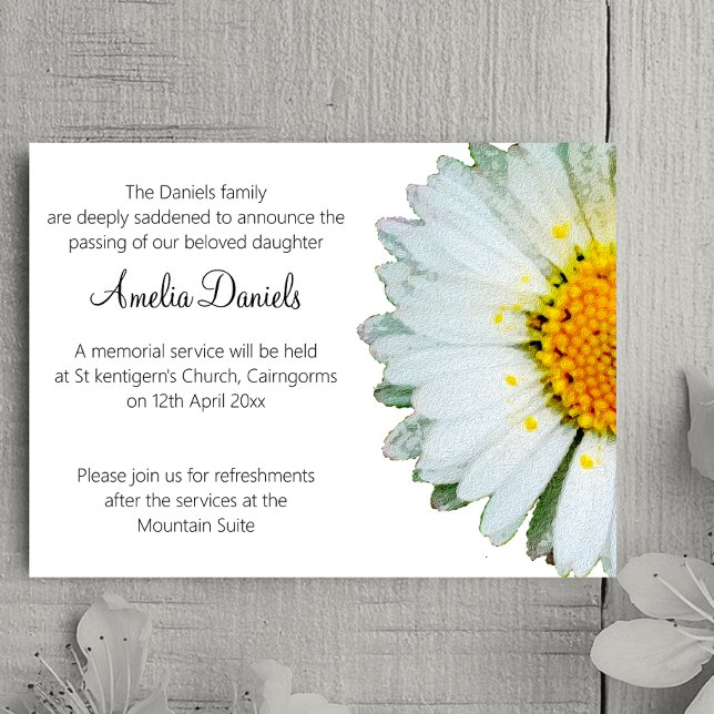 Wild Daisy Funeral Announcement Card (Creator Uploaded)