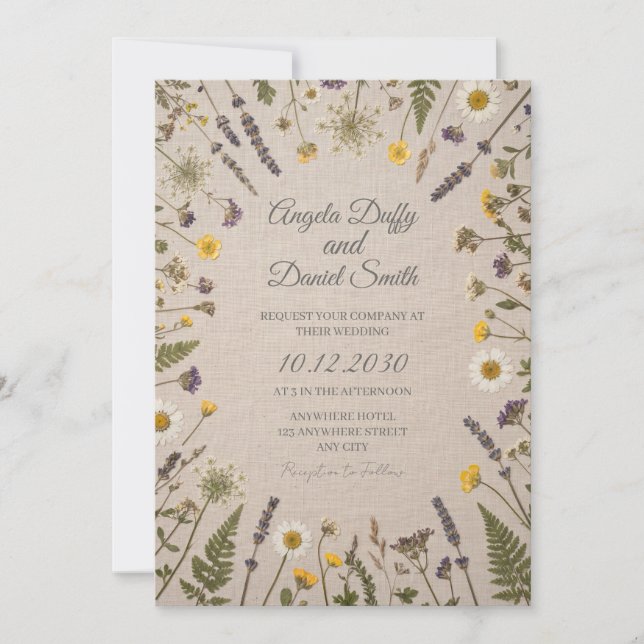 Wild Daisy Meadow Wedding Invitation (Front)