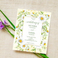 Wild daisy spring flowers budget wedding invite