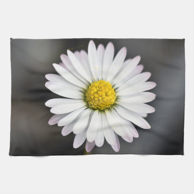 Wild daisy white and yellow tea towel (Horizontal)