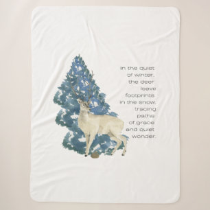 Wild Deer Footprints in Snow – Winter Nature Art Sherpa Blanket