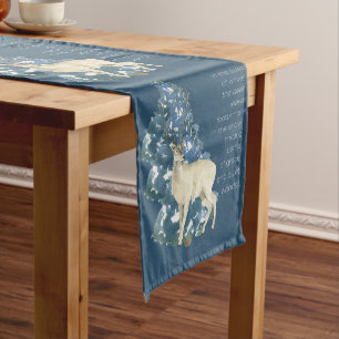 Wild Deer Footprints in Snow – Winter Nature Art Short Table Runner