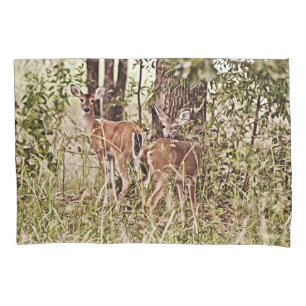 Wild Deer Hiding in Trees Pillow Case