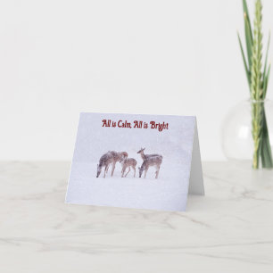 Wild Deer in Snowfall Peace Faith Christmas Card