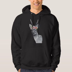 Wild Deer Roa Doe Elk Spirit Floral Head Wildlife Hoodie