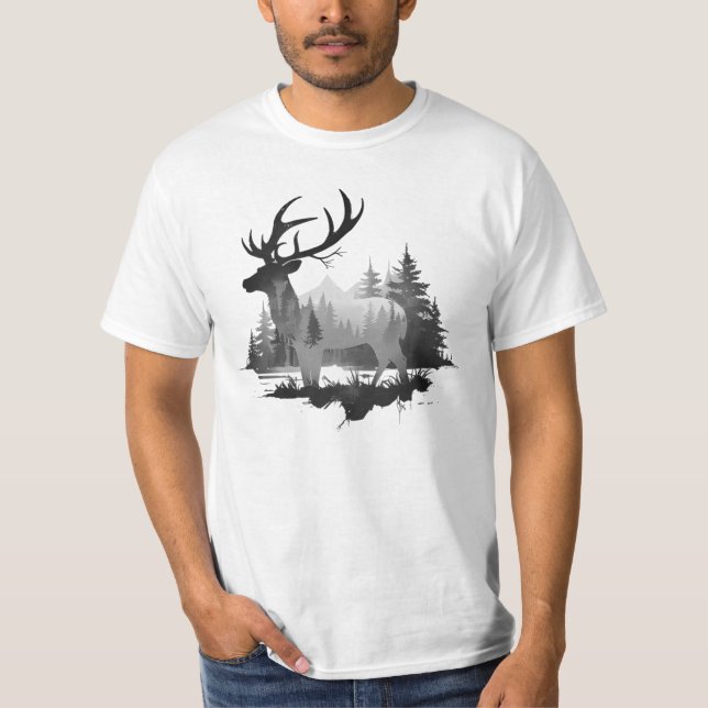 Wild deer standing in the forest T-Shirt (Front)