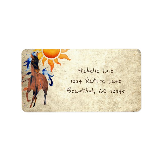 Wild Desert Pony with Sun Horse Address Label (Front)
