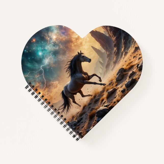 Wild Desert Stallion Nebula stars lightning Notebook (Front)