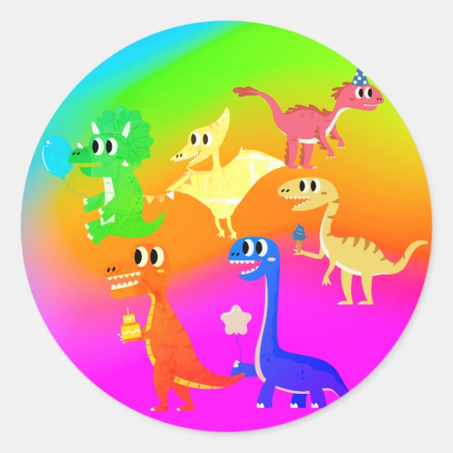 wild dinosaurs  classic round sticker (Front)