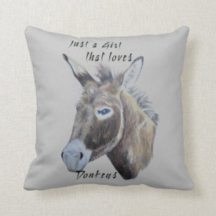 Wild Donkey Art Just a Girl that Loves Donkeys  Cushion