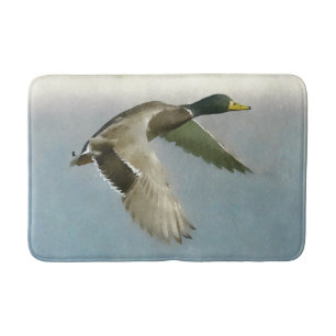 Wild Duck In Flight Bath Mat