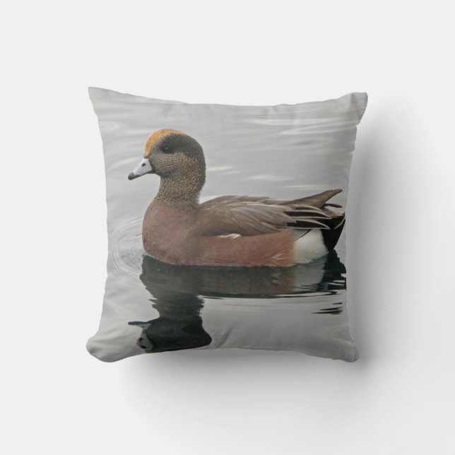Wild Duck Lake Water Relaxed Brown Bird Cushion (Front)
