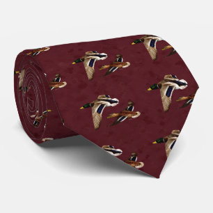 Wild Ducks in Flight Maroon Tie