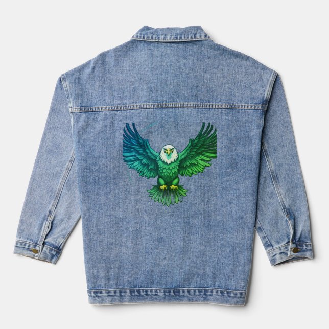 Wild Eagle bird Denim Jacket (Back)