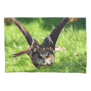 Wild Eagle Owl in Full Flight Pillowcase