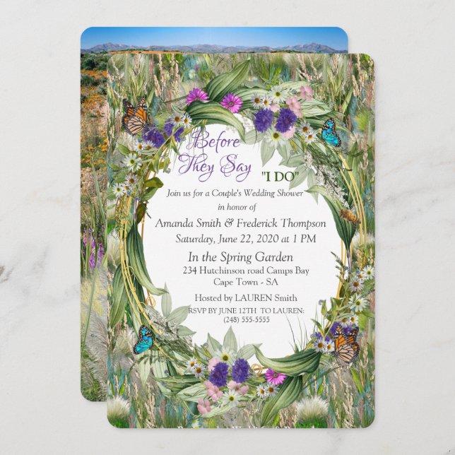 Wild Eco-friendly Grasses & Spring flowers Invitation (Front/Back)
