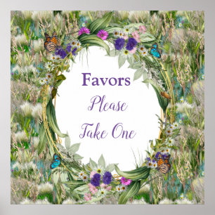 Wild Eco-friendly Grasses & Spring flowers Poster