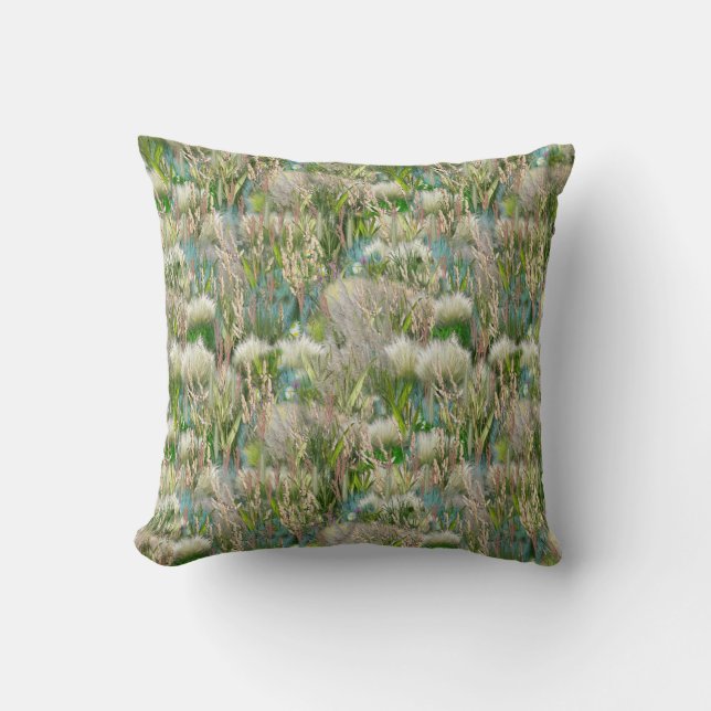 Wild Eco-friendly Native Grasses in Spring  Cushion (Front)