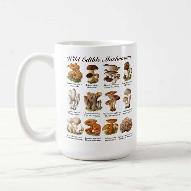 Wild Edible Mushrooms T-Shirt Coffee Mug (Left)
