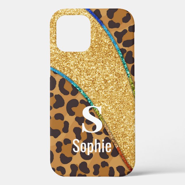 Wild Elegance: Animal Skin Custom Name w/ Monogram Case-Mate iPhone Case (Back)