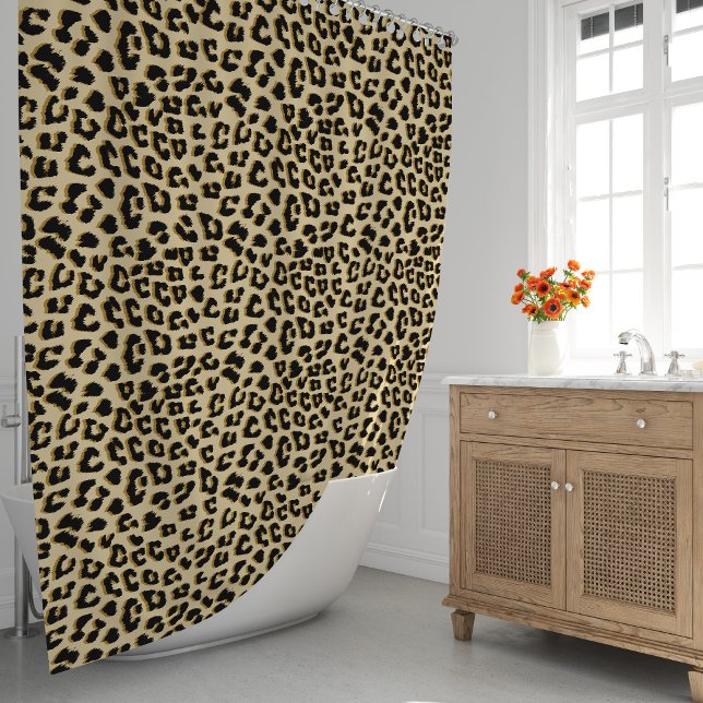 Wild Elegance Leopard Print Shower Curtain (Tan Leopard Print Shower Curtain by Looly Elzayat
)
