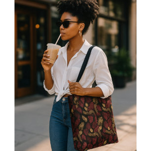Wild Elegance Monogram Burgundy & Gold Tote Bag