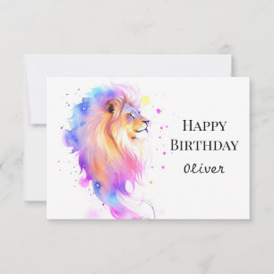 Wild Elegant Modern Lion Birthday Card
