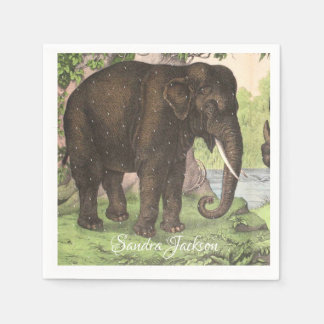 Wild Elephant Print Gender neutral Baby Shower Napkin