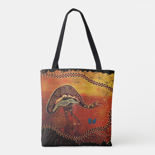Wild Emu Aboriginal Tote Bag (Back)