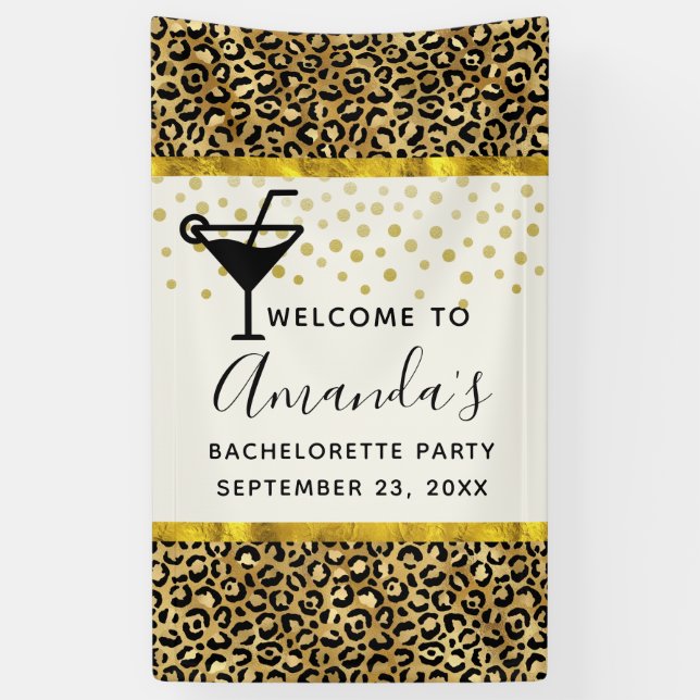 Wild & Exotic Leopard Print Pattern Bachelorette B Banner (Vertical)