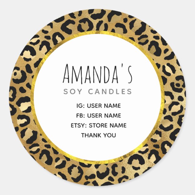 Wild & Exotic Leopard Print Pattern Business Classic Round Sticker (Front)