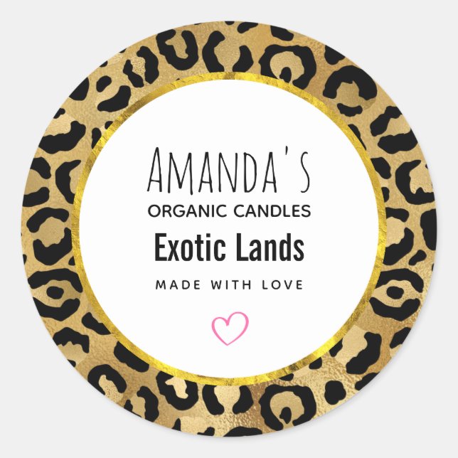 Wild & Exotic Leopard Print Pattern Candle Soap Classic Round Sticker (Front)