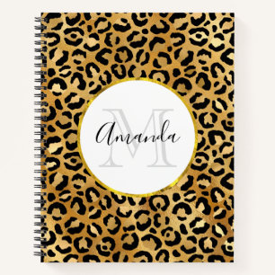 Wild & Exotic Leopard Print Pattern Monogram Notebook