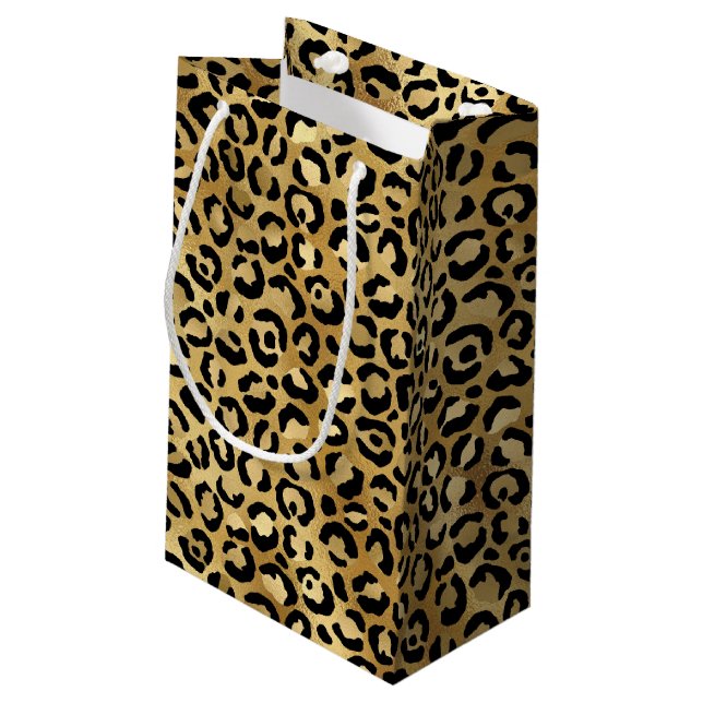 Wild & Exotic Leopard Print Pattern  Small Gift Bag (Back Angled)