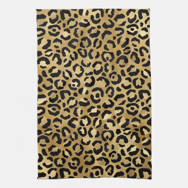 Wild & Exotic Leopard Print Pattern Tea Towel (Vertical)