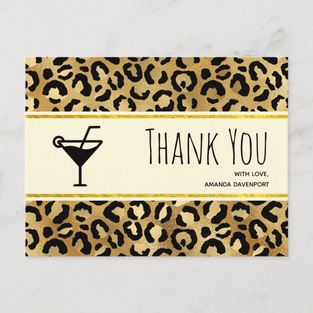 Wild & Exotic Leopard Print Pattern Thank You Post Postcard (Front)