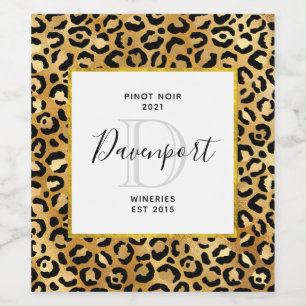 Wild & Exotic Leopard Print Pattern Wine making Label