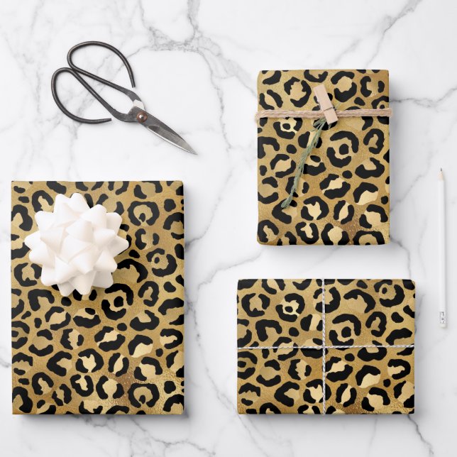 Wild & Exotic Leopard Print Pattern Wrapping Paper Sheet (Front)