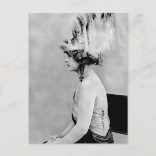 Wild Feather Hat, early 1900s Postcard