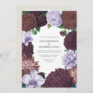Wild Fig, Cocoa Rose & Soft Lavender Wedding Invitation