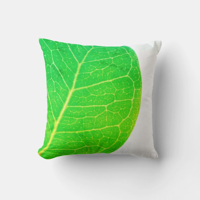 Wild Fig Green Leaf Texture Cushion Throw Pillow (Front)