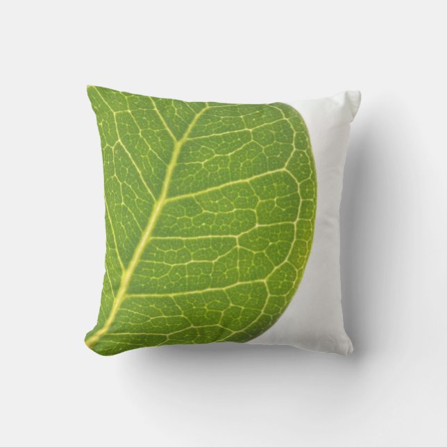 Wild Fig Rich Green Leaf Cushion Throw Pillow (Front)