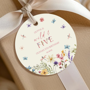 Wild & Five Wildflower 5th Birthday Party Favour Tags