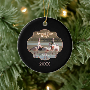 Wild Flamingos - Spread Your Wings and Fly Ceramic Ornament
