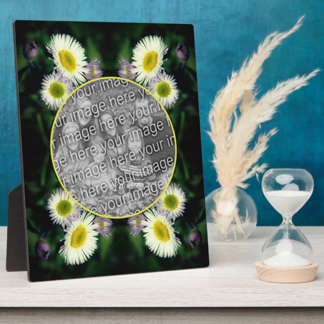Wild Fleabane Daisy Flower Add Your Photo Plaque (Side)