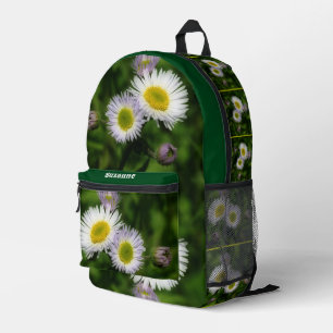 Wild Fleabane Daisy Flowers Nature Personalised Printed Backpack